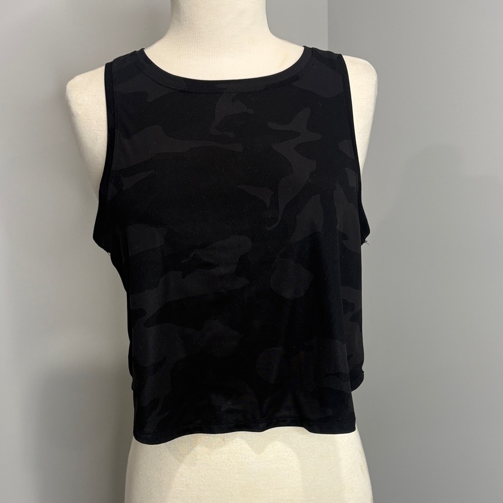 90 Degrees by Reflex Crop Top Black Camo Small Activewear